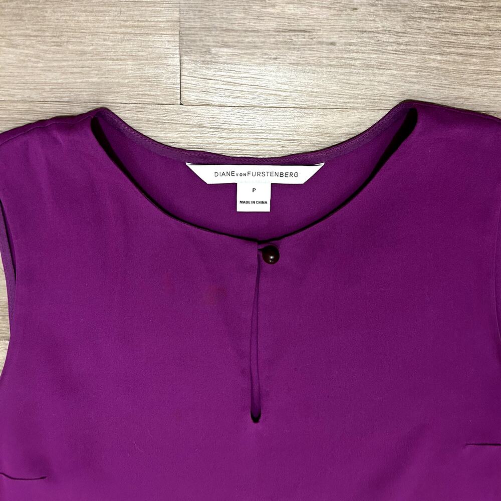 Alexandrie Silk Sleeveless Ruffle Tank Peplum Top Purple Amethyst P (XS) - Picture 6 of 14